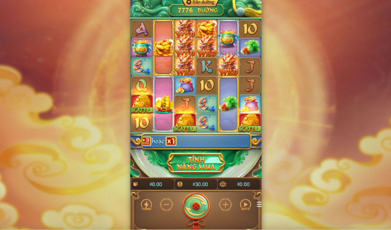 Biểu tượng Wild thay thế cho tất cả các biểu tượng trong Kỳ Lân Mách Nước