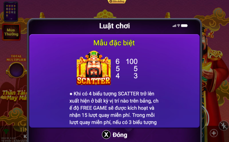 Luật chơi game slot Thần Tài May Mắn